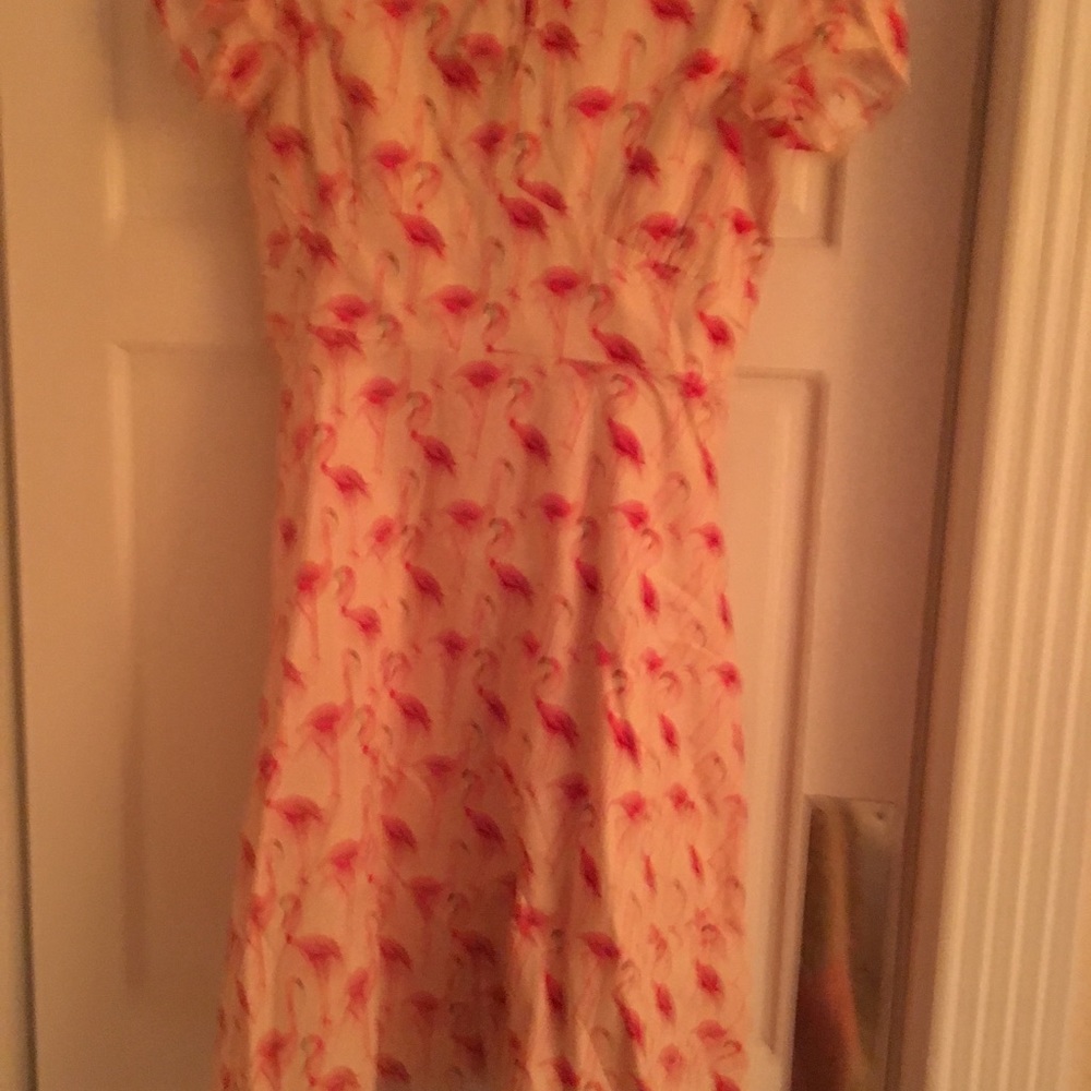 NWT Lindsay Bop flamingo  belted dress cute detail
